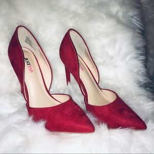 Red Faux Suede Pumps, JustFab Monika
